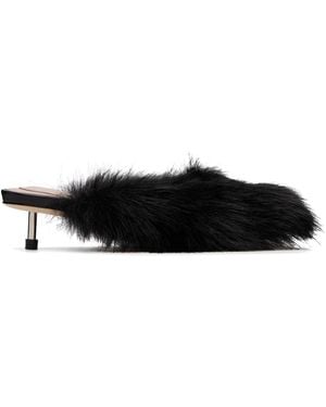 Simone Rocha Mules À Talon Noires En Fourrure Synthétique