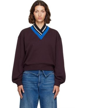 Dries Van Noten Pull Molletonné Bourgogne En Coton - Bleu