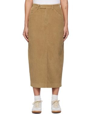 Carter Young Tan Cord Midi Skirt - Natural