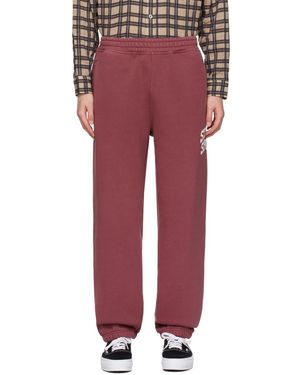 Stussy Pantalon De Survêtement Bourgogne À Logo Modifié Craquelé - Rouge