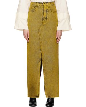 MM6 by Maison Martin Margiela Jupe Longue Jaune En Denim - Vert