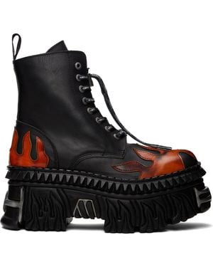 Vetements Bottes Militaires Noires À Appliqués Graphiques Édition New Rock