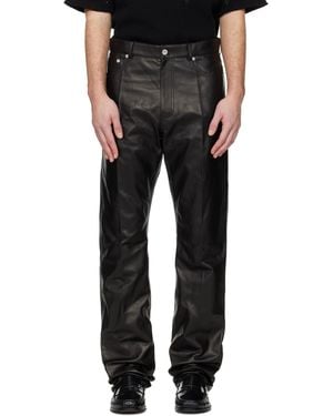 Ferragamo Five Pocket Nappa Leather Trousers - Black