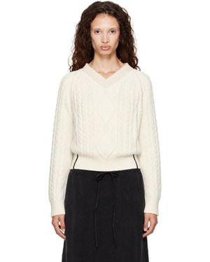 Victoria Beckham Pull Blanc Cassé À Col En V