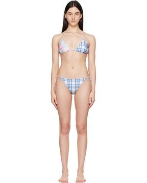 Acne Studios Bikini Multicolore À Motif Fleuri Et À Carreaux - Noir