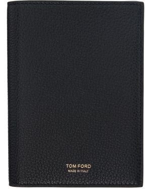 Tom Ford ブラック ソフト グレインレザー T Line パスポートケース