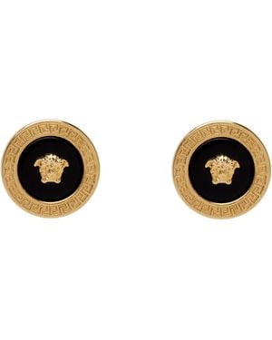 Versace Clous D'Oreilles Dorés À Logo Medusa En Émail - Noir