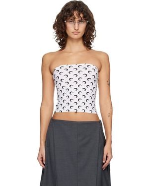 Marine Serre Recycled Moon Jersey Second Skin Tube Top - Black