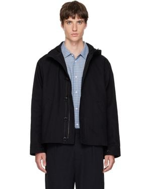 Palmes Herringbone Hooded Jacket - Black