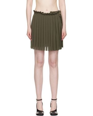 Ami Paris Khaki Pleated Miniskirt - Black