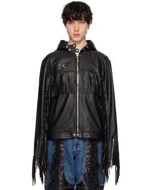 THUG CLUB Hell Cowboy Leather Jacket - Black