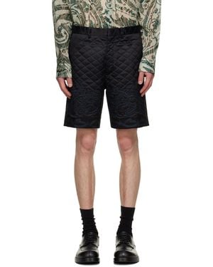 Dries Van Noten Ssense Exclusive Quilted Silk Shorts - Black