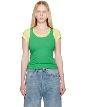 【関税込み】Paloma Wool ブルー＆ホワイト Loana Tシャツ LOANA-Short-sleeve top with a layered effect and embroidered
