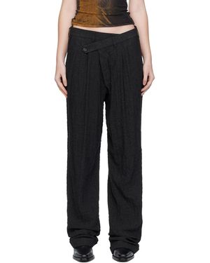 R13 Triple Pleat Crossover Pants - Black