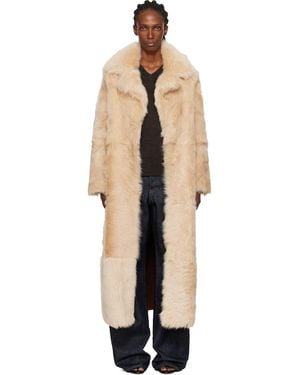 Nour Hammour Tan Evita Long Shearling Coat - Black