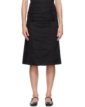 Deiji Studios Double Lace Up Midi Skirt - Black