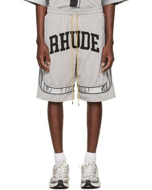 Rhude Baggy Mesh Collegiate Logo Shorts - Black