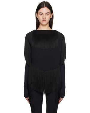 MM6 by Maison Martin Margiela ブラック Fluid ポリエステル フリンジ ブラウス