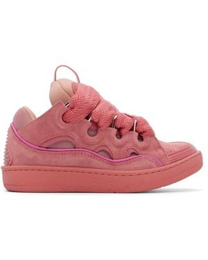 Lanvin Monochrome Suede Curb Sneakers - Pink