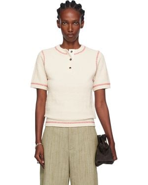 Bottega Veneta オフホワイト コットン ワッフル ニットポロシャツ - ナチュラル