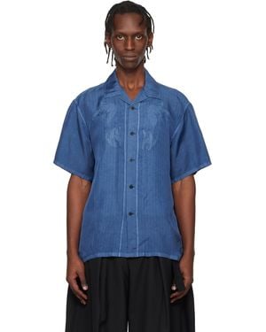 Toga Virilis Cupra Stripe S/S Shirt - Blue