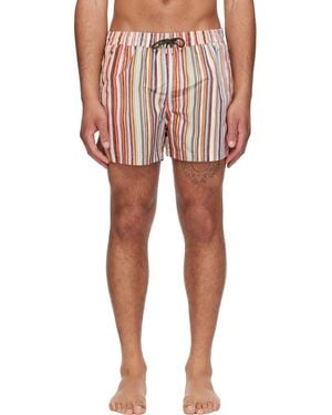 Paul Smith 'Painted Signature Stripe' Swim Shorts - Red