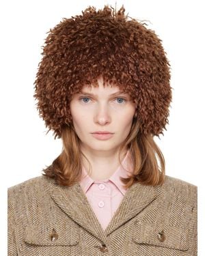 Anna Sui Ssense Exclusive Faux Fur Beanie - Brown