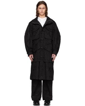 Simone Rocha Embroidered Denim Coat - Black