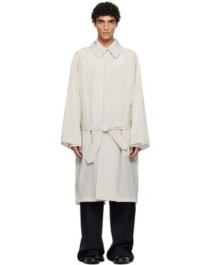 Hed Mayner Off- Crinkled Trench Coat - Black