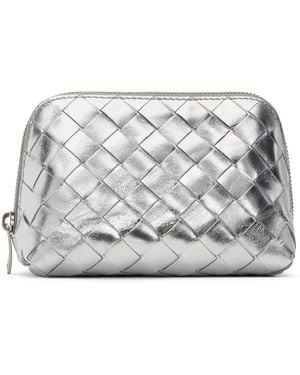 Bottega Veneta Intrecciato Small Half-Moon Beauty Pouch - Metallic