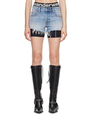 Alexander Wang Short Décontracté Bleu À Logo Et À Cuissard Intégré