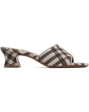 Burberry Check Sloane Mule Heeled Sandals - Black