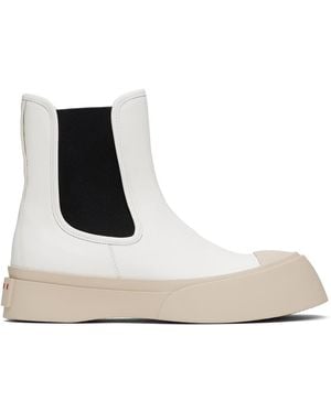 Marni White Pablo Chelsea Boots - Black