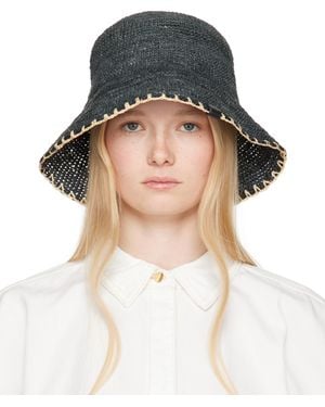Rag & Bone Jade Rollable Raffia Bucket Hat - Black