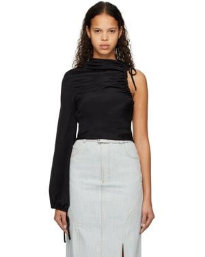 Elleme ブラック アシンメトリ ブラウス