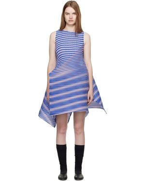 Issey Miyake Generic Stripes Machine Pleats Minidress - Blue