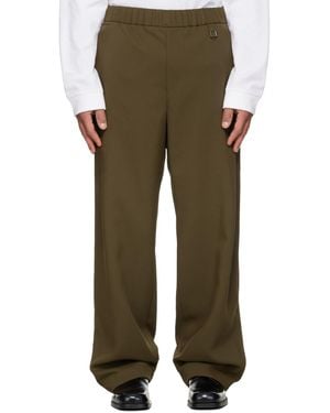 WOOYOUNGMI Khaki Twill Elasticized Waist Trousers - Green