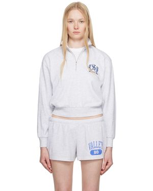 Skims Lightweight Fleece Shrunken Quarter Zip Sweatshirt - White