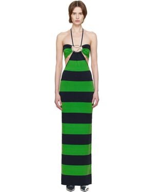 Coperni Knitted Striped Halter Maxi Dress - Green