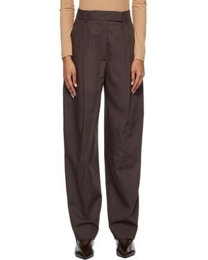 Rohe Daria Single Pleat Straight Leg Pants - Brown