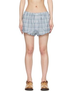 Acne Studios Gathered Check Shorts - Black