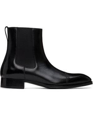 Tom Ford Leather Elkan Chelsea Boots - Black