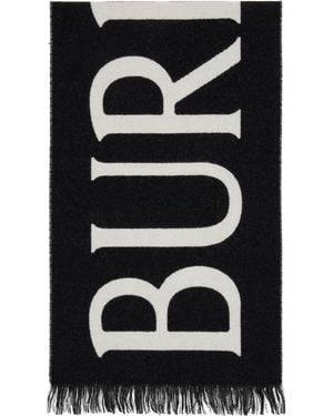 Burberry Off- Logo Wool Scarf - Black