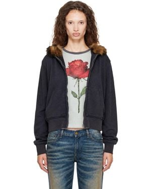 Acne Studios Shearling Zip Hoodie - Grey