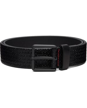 HUGO Leather Embossed Logos Belt - Black