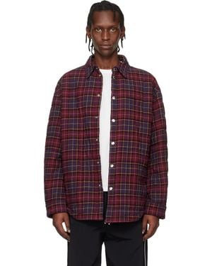 Off-White c/o Virgil Abloh Burgundy Spray Arrow Check Padded Overshirt - Purple