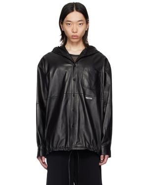 Helmut Lang Hooded Leather Jacket - Black