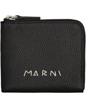 Marni Mending' Embroidery Zip-Around Wallet - Black