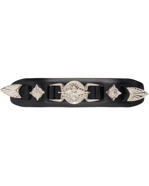 Toga Small Metal Leather Hair Clip - Black