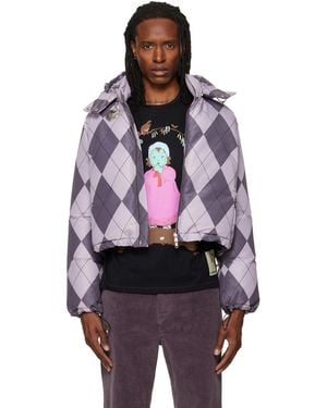 Chopova Lowena Argyle Puffer Jacket - Purple